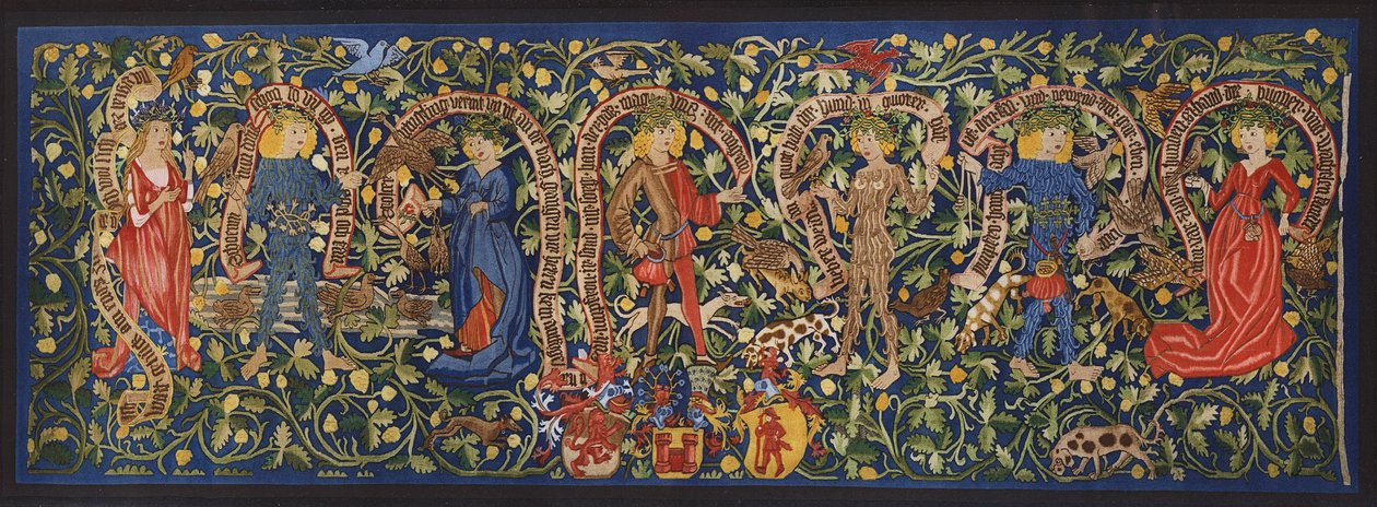 Tapiserie s vílami, Basilej, asi 1490 (barevná litografie) od German School