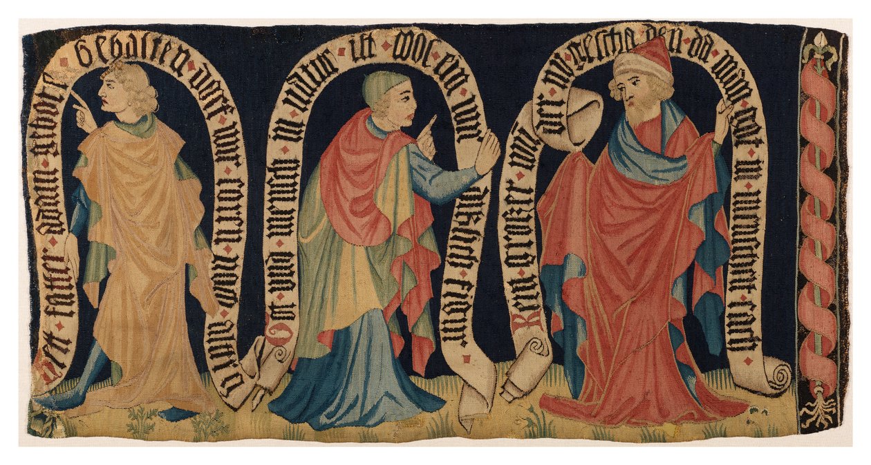 Fragment tapisérie zobrazující tři proroky z Franků (vlna) od German School