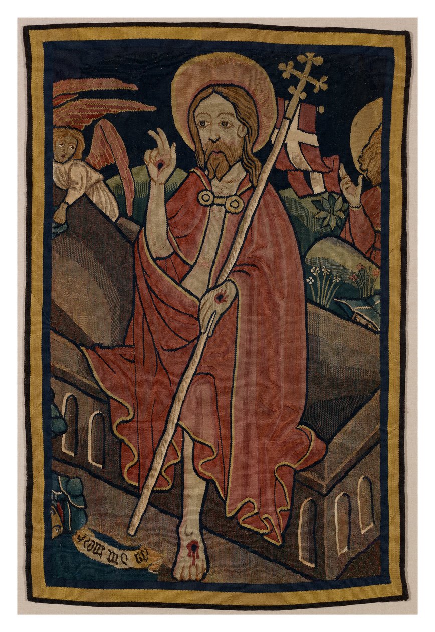 Fragment tapisérie zobrazující vzkříšení Krista, z Norimberku, kolem roku 1440 (vlna a len) od German School