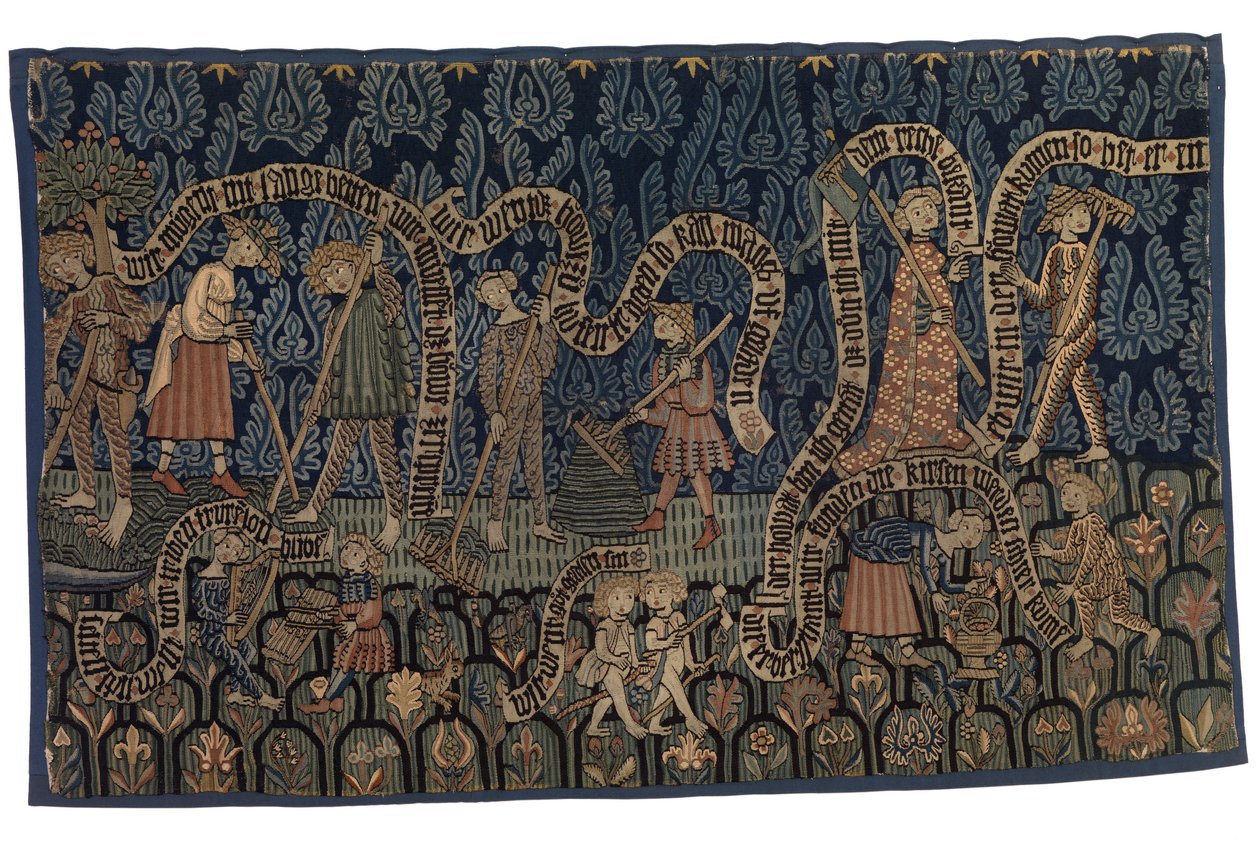 Gobelín ilustrující měsíc červenec, cca 1400-25 (vlna a len) od German School