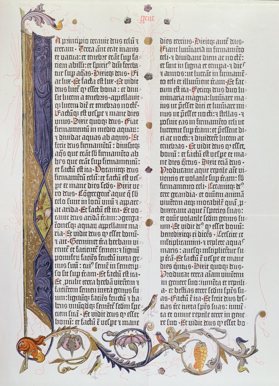 Bible o 36 řádcích, tisk Gutenberg (vellum) od German School