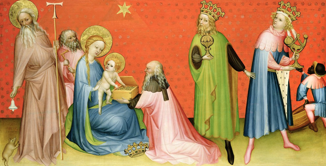 Klanění tří králů se sv. Antonínem opatem, 1400-10 od German School