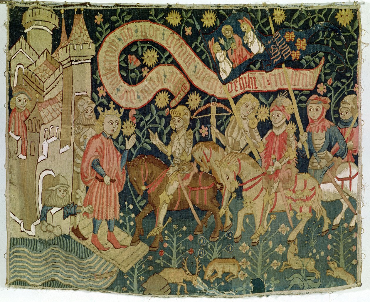 Příjezd Johanky z Arku (asi 1412-31) na hrad Chinon 6. března 1423, přijatý Karlem VII. (1403-61), vyrobený v době The Maiden od German School