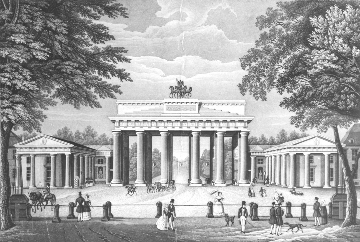 Braniborská brána v Berlíně, polovina 19. století od German School