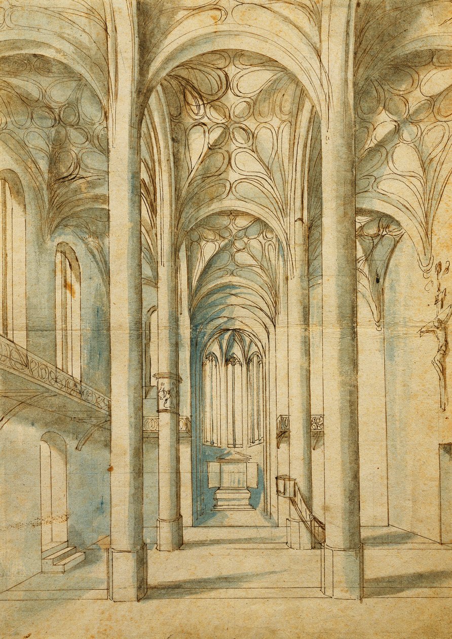 Interiér gotického kostela, 1592 od German School