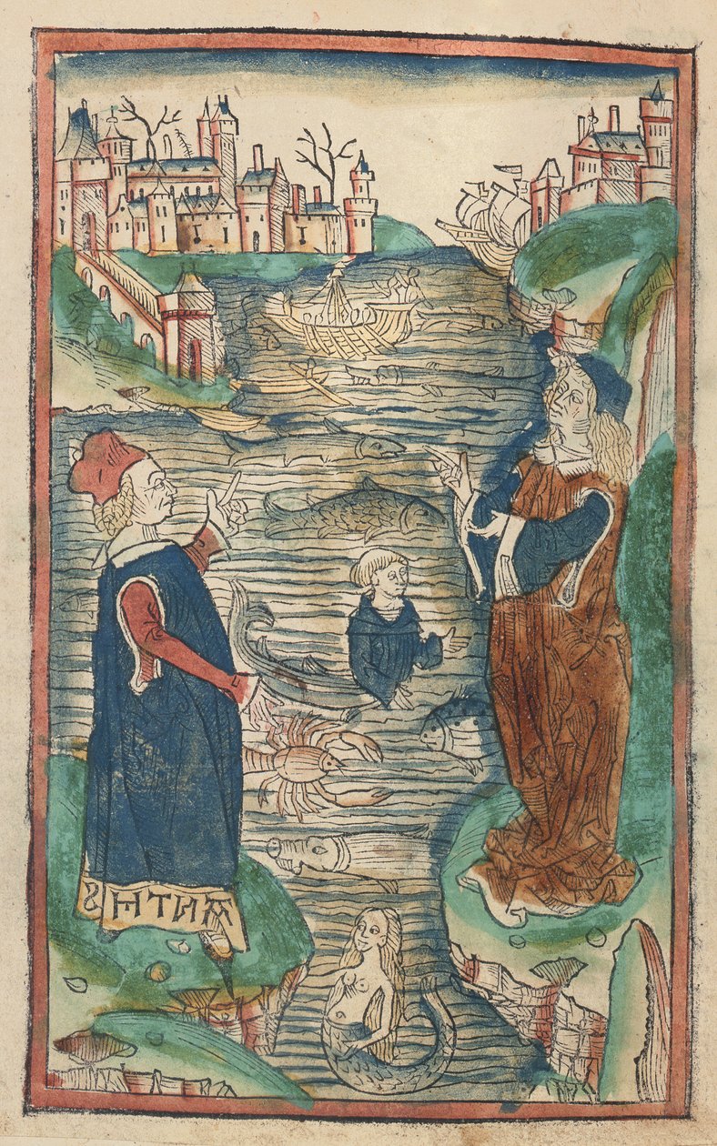 Království ryb, ilustrace z Hortus Sanitatis, 1491 (kolorovaný dřevoryt) od German School
