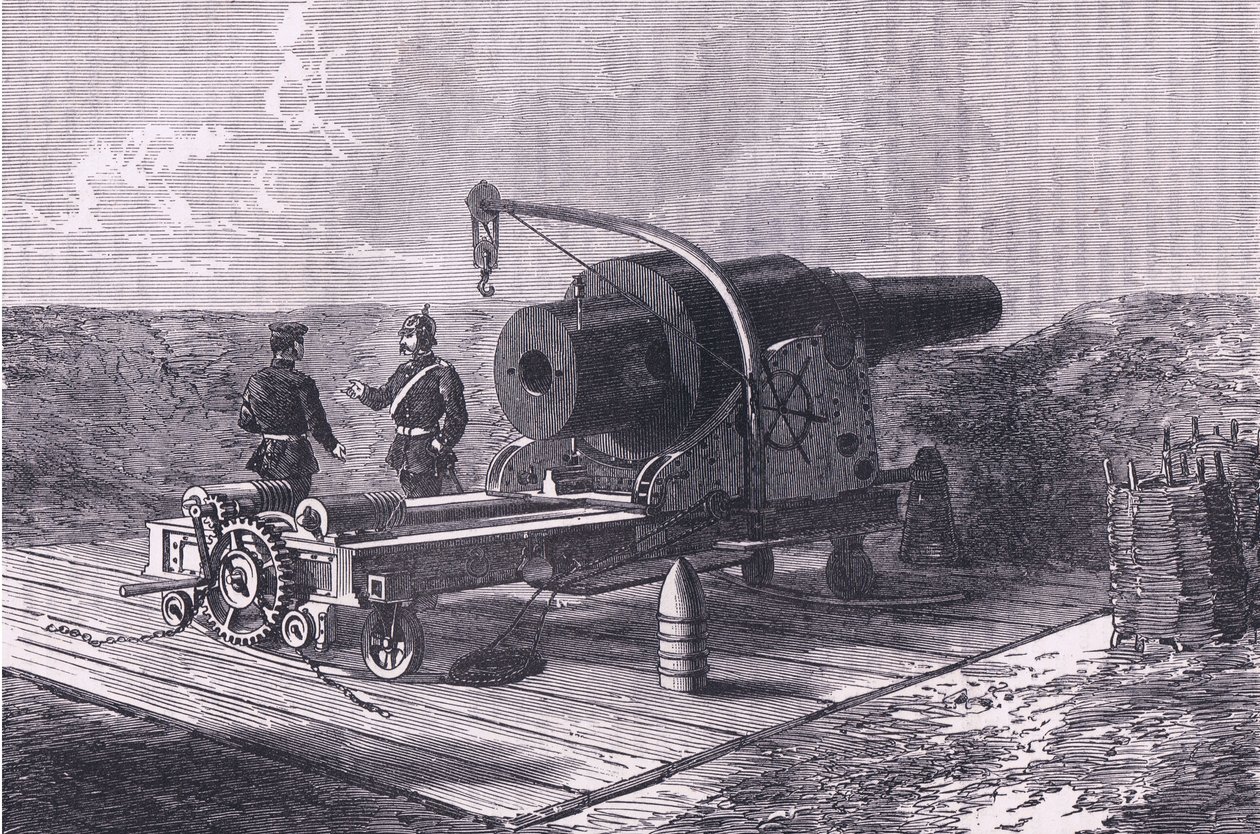 Kruppova zbraň, Cassells Historie války mezi Francií a Německem vydaná Cassell and Company Limited, kolem roku 1890 (litho) od German School