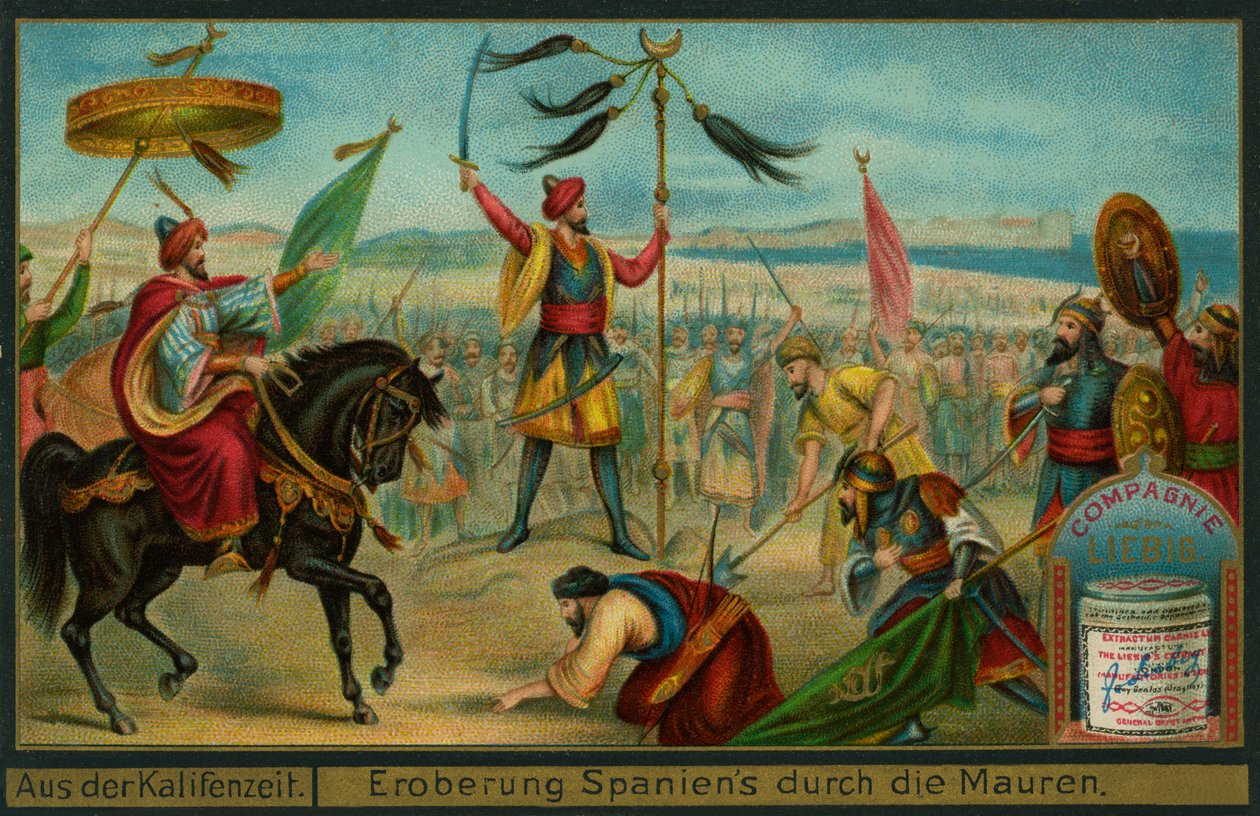 The Moors Conquer Spain, 711, Liebig Card od German School