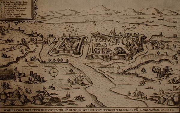 Obléhání Zolnocku Turky v roce 1552, ilustrace z knihy o osmanských taženích v Evropě, rytina Paula Fursta (asi 1605-66) (rytina) od German School