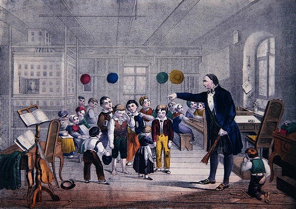 The Village Schoolmaster, kolem roku 1850 (barevné lito) od German School