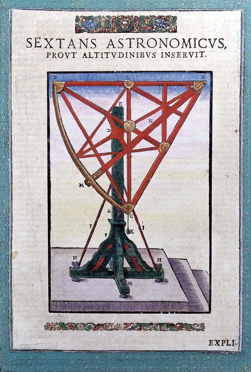 Astronomický sextant v "Astronomy zavedená" Tycho Brahe (1546 - 1601), Wandsbeck od German School
