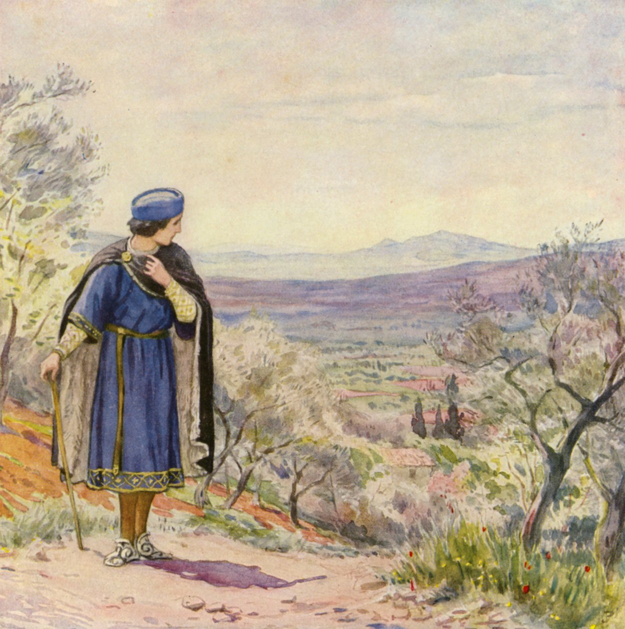 Rozčarování mladého svatého Františka (barevná litografie) od German School