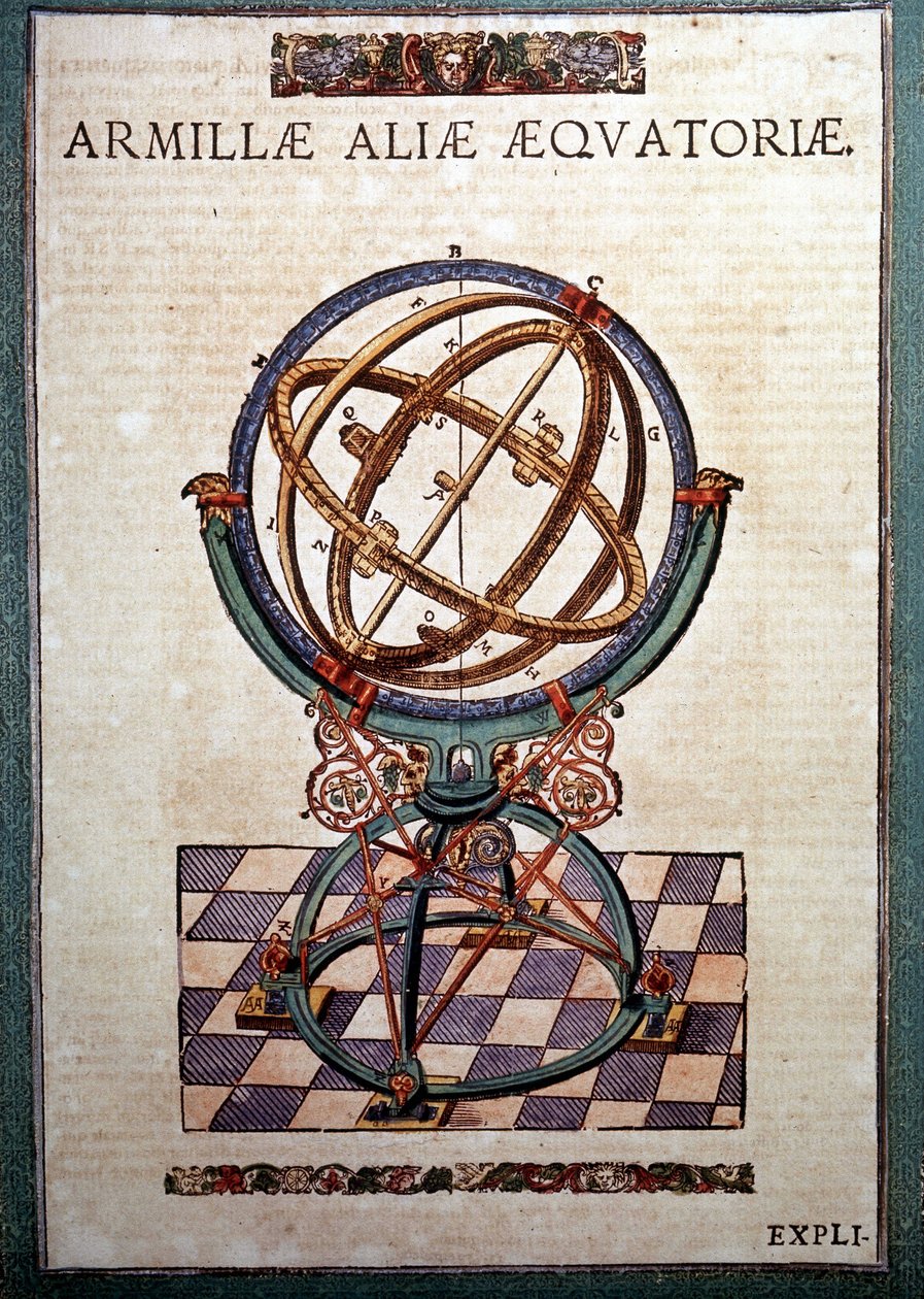 Rovníková armilární sféra v "astronomii zavedené mechanismy" od Tycho Brahe (1546 - 1601), Wandsbeck od German School