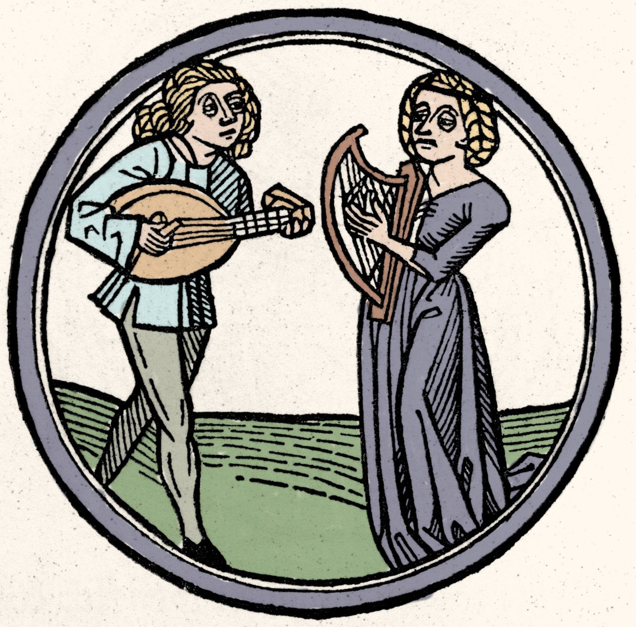 Čtyři temperamenty: flegmatik (pomalý a apatický). Xylografie, Augsburg 1480 od German School