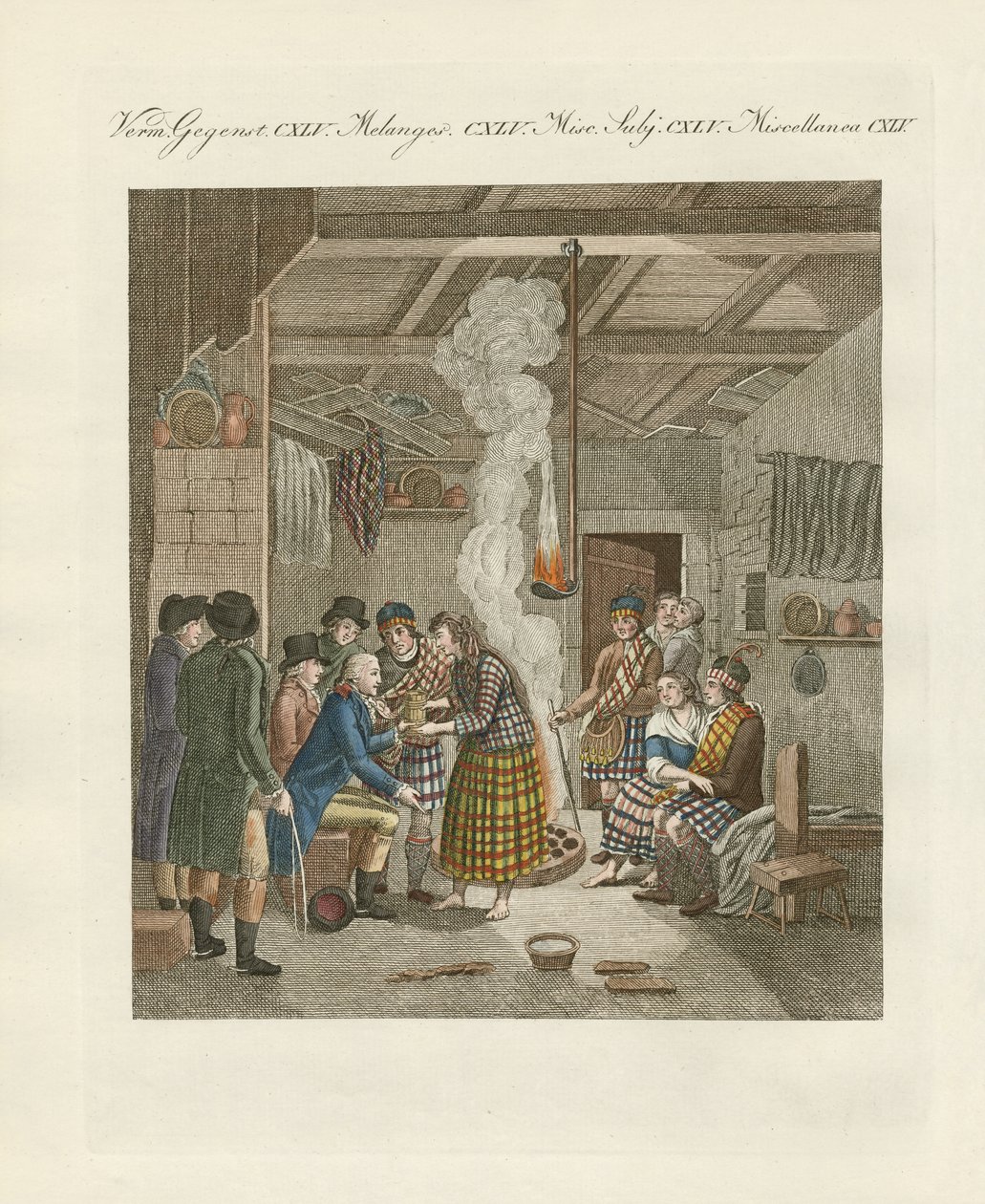 Highlander neboli obyvatelé severní části Skotska (barevná rytina) od German School