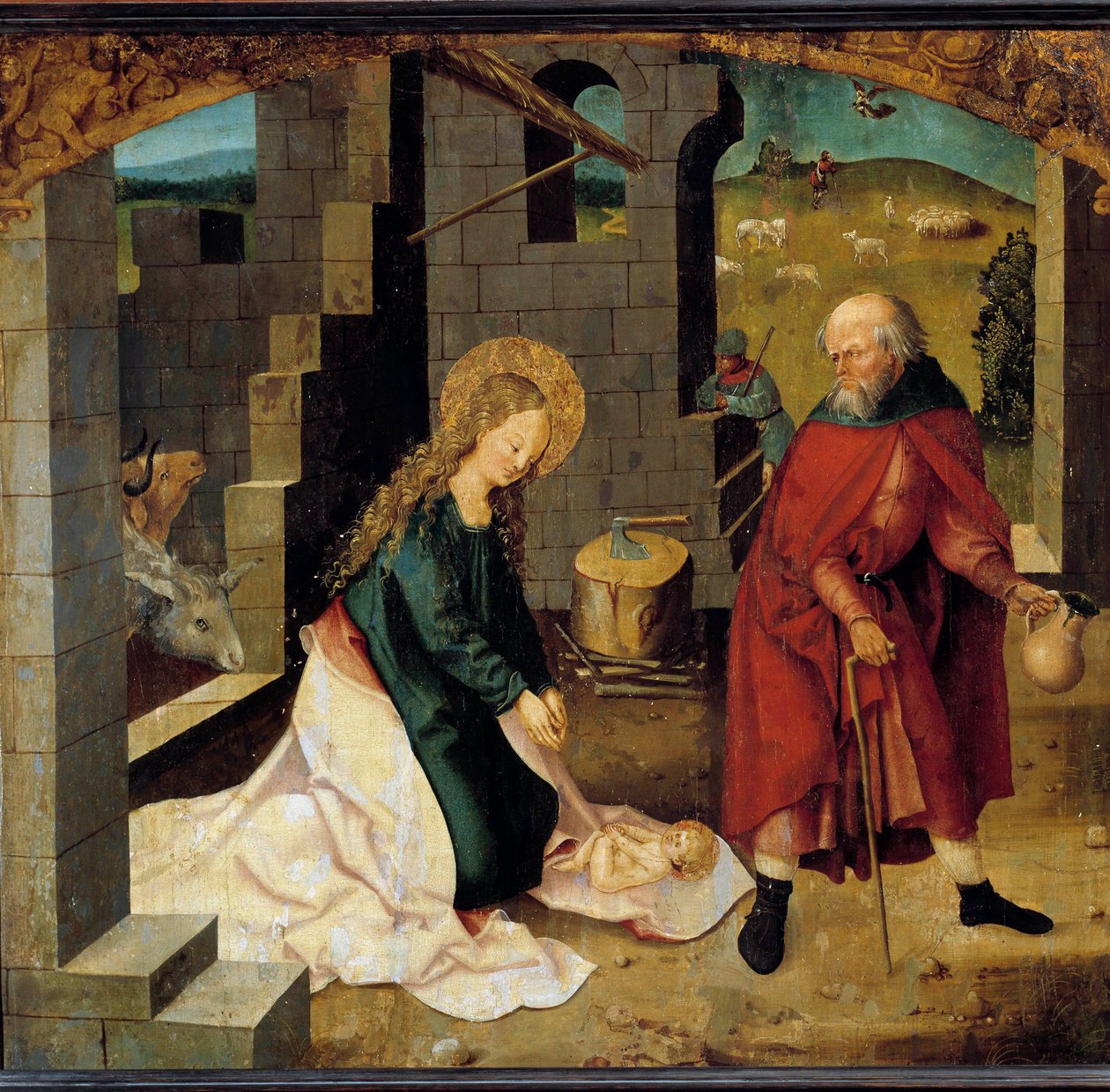 Nativite Malba švábské školy. počátku 16. století. Dijon, Muzeum výtvarných umění od German School