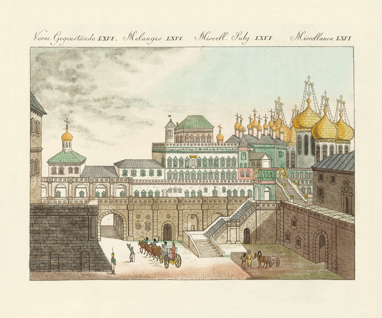 Starý palác carů v Moskvě (barevná rytina) od German School