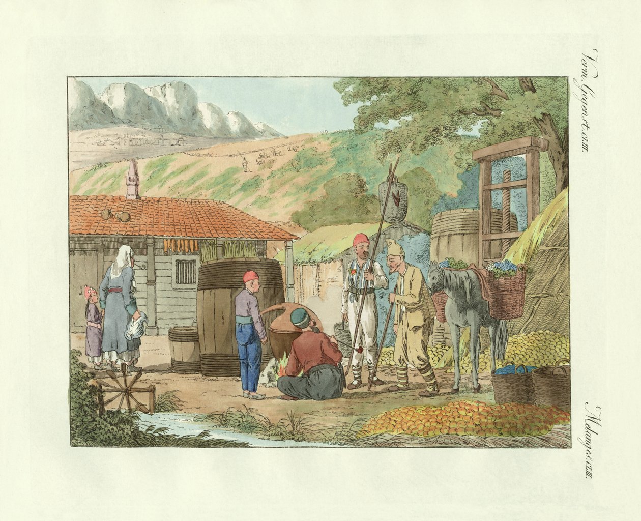 Obyvatelé údolí na Krymském poloostrově (barevná rytina) od German School