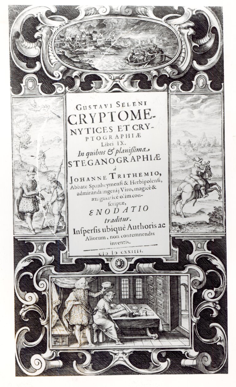 Titulní strana knihy 9 Cryptomenysis and Cryptography od Gustava Selenuse (Augustus, vévoda z Brunswicku), 1624 od German School