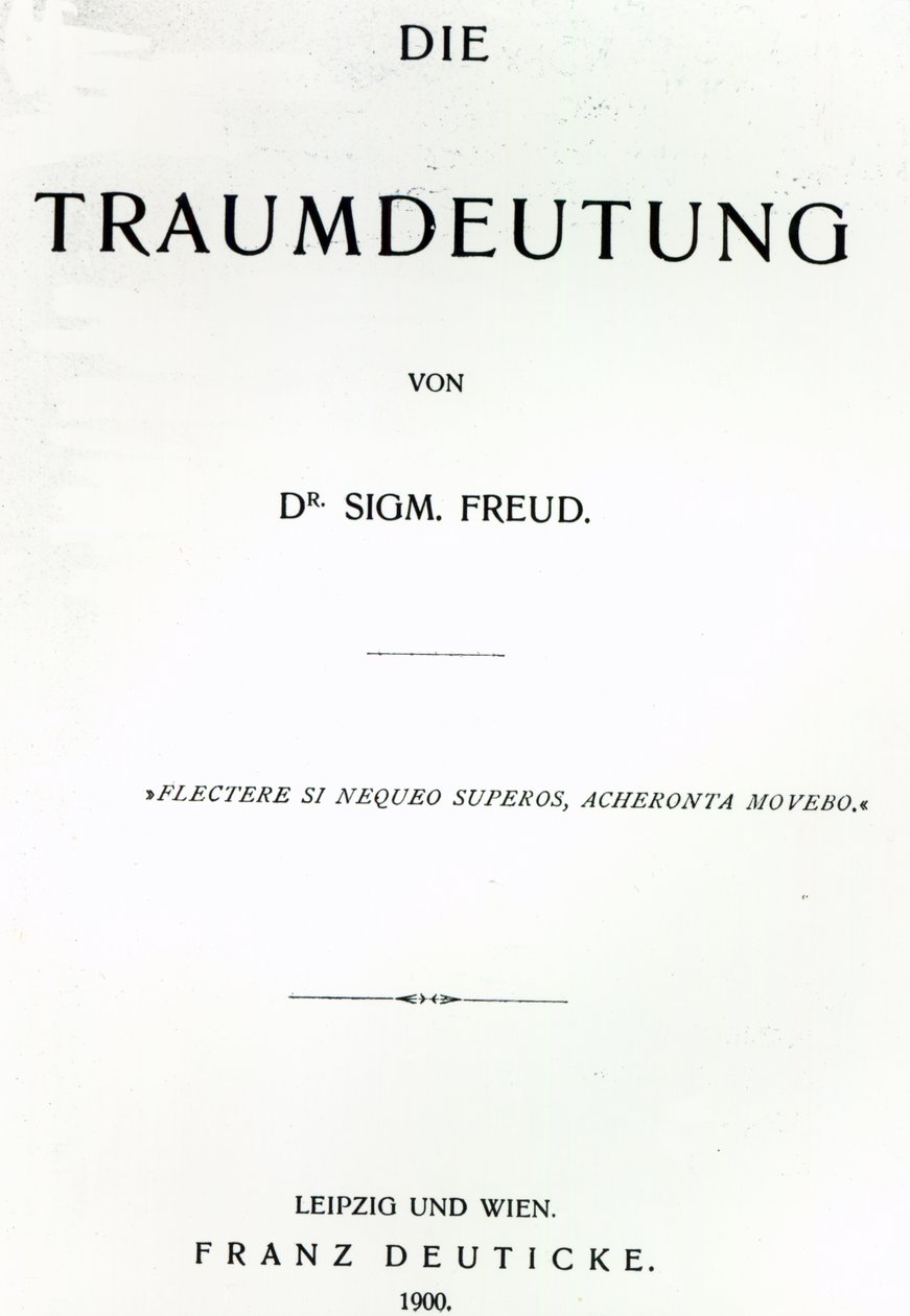 Titulní strana knihy Die Traumdeutung od Sigmunda Freuda, vydané v roce 1899 (tisk) od German School