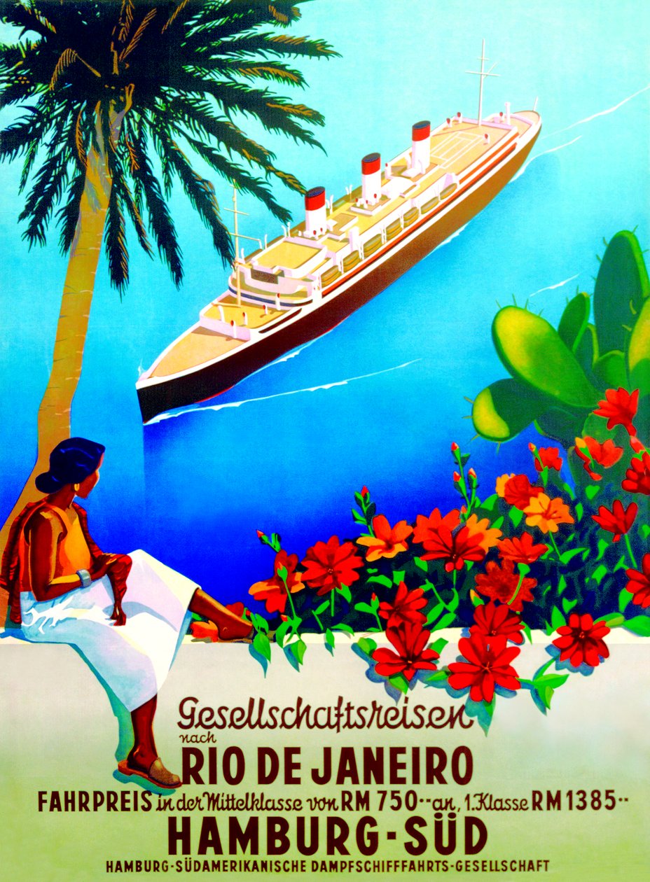 "Do Ria de Janeira", plakát propagující jižní linku v Hamburku od German School