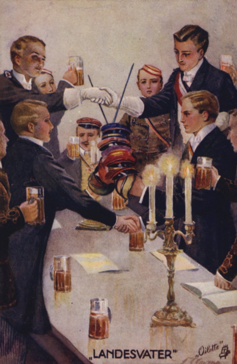 Přípitek na vlast (barevná litografie) od German School