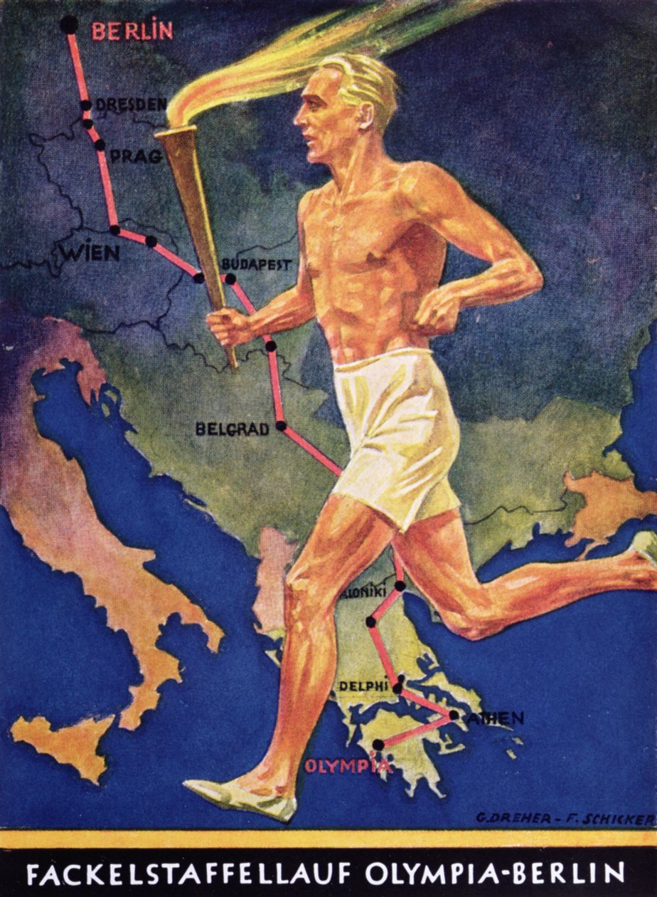 Nosič pochodně na olympijských hrách v Berlíně v roce 1936 od German School