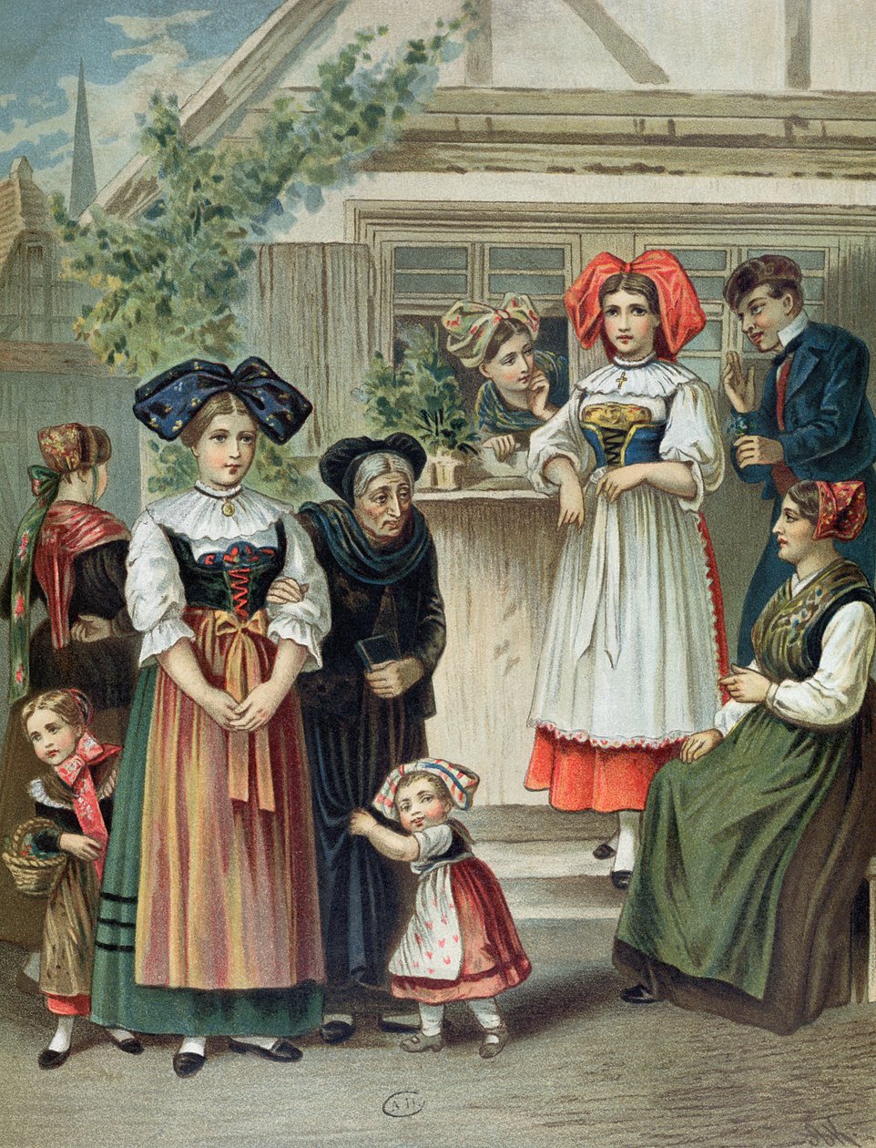 Tradiční kroje regionu Štrasburk, c. 1870-80 od German School