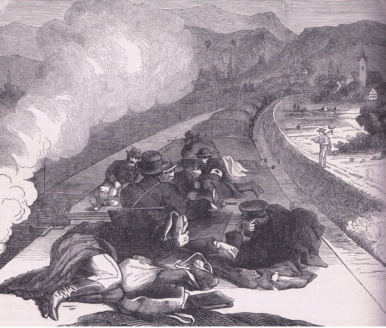 Transport of Prussian Ambulance Corps, Cassells Historie války mezi Francií a Německem vydaná Cassell and Company Limited, kolem roku 1890 (litho) od German School