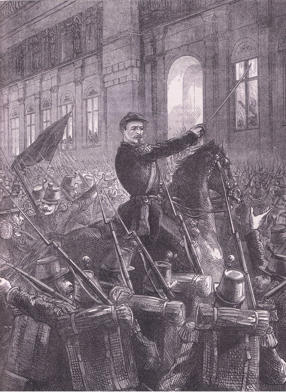 Trochu shromáždění Národní gardy před Hotel de Ville, Cassells History of the War between France and Germany vydané Cassell and Company Limited, c.1890 (litho) od German School