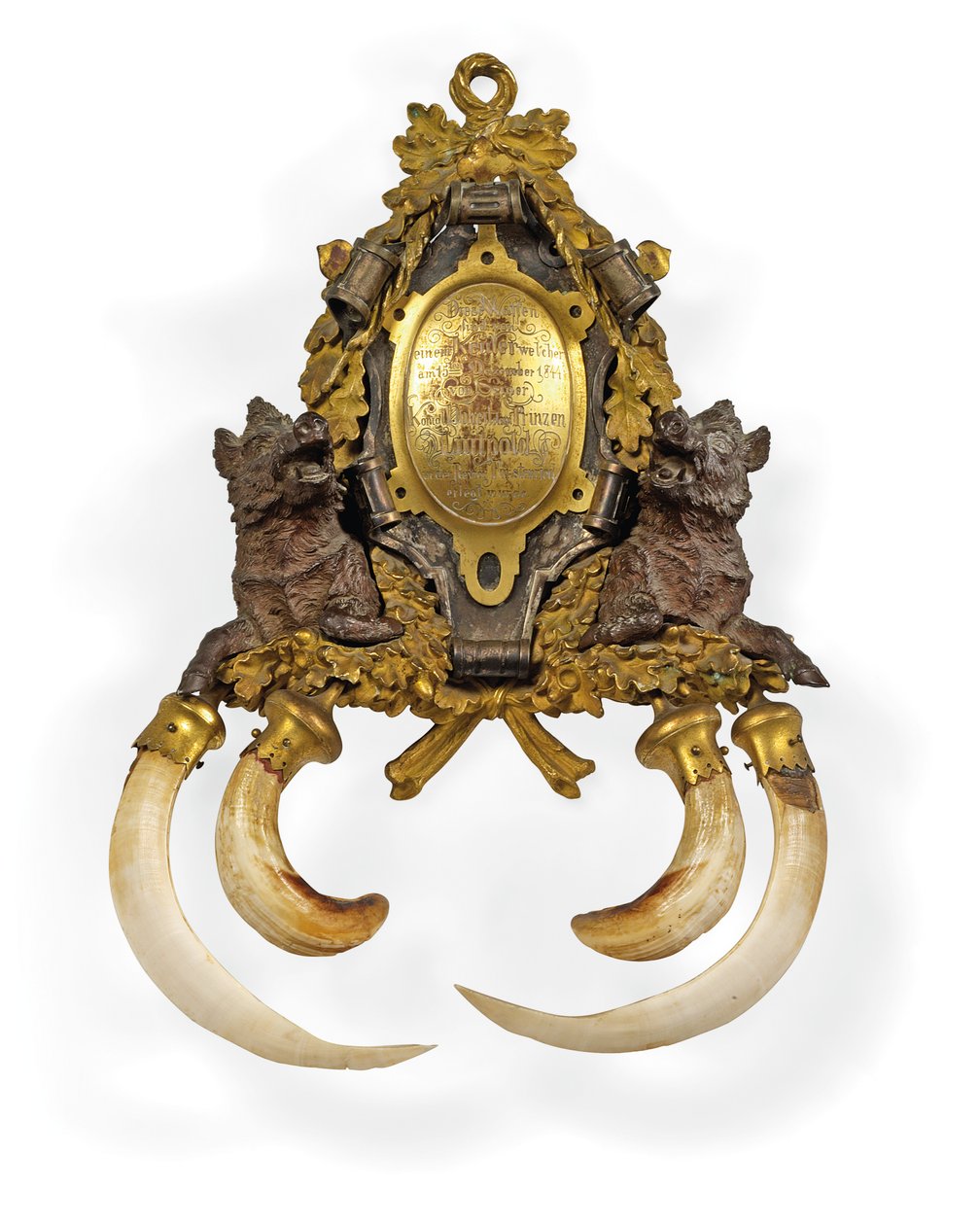 Trophy, Mnichov, kolem roku 1845 (ormolu, bronzové a stříbrné kančí kly) od German School