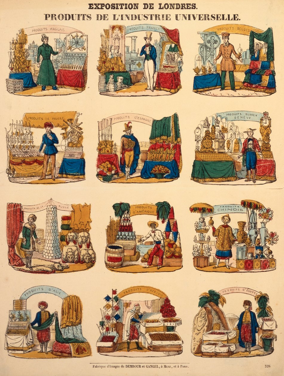 Dvanáct výstavních stánků různých národů na Velké výstavě v Londýně, vydala firma Dambour & Gangel, Metz, 1851 (dřevoryt) od German School