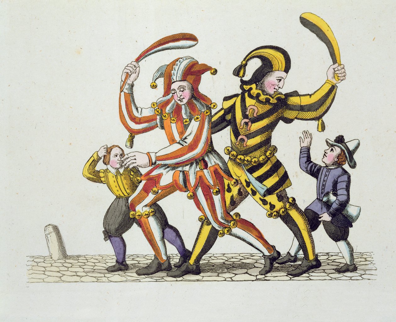 Dva šašci si hrají s dětmi, ze starých norimberských zvyků a praktik ve hrách a písních, znovu vydáno 1831 od German School