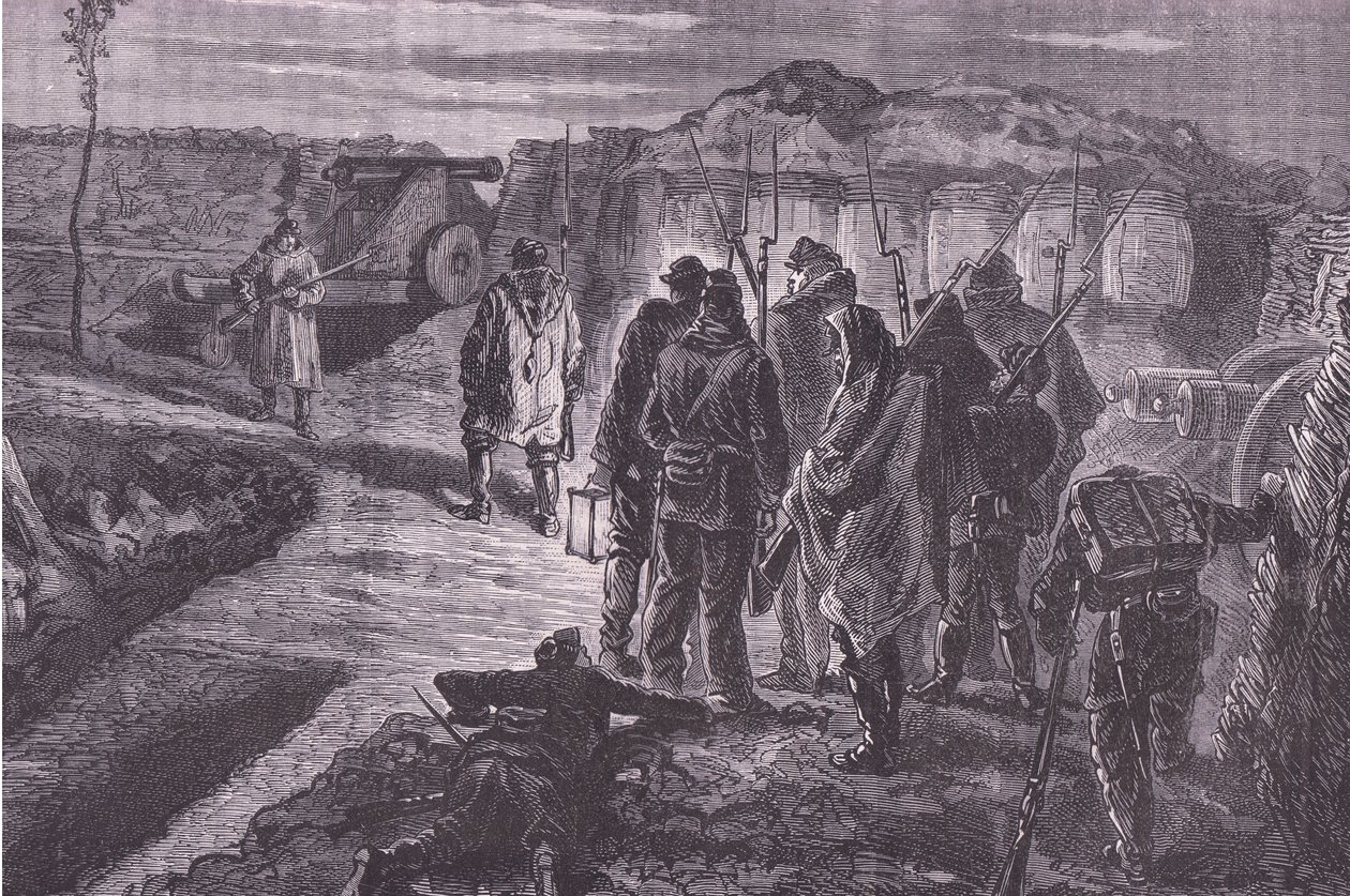 Na hradbách, Cassells History of the War between France and Germany vydané Cassell and Company Limited, kolem roku 1890 (litho) od German School