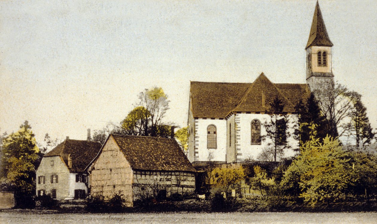 Pohled na kostel Bischwiller, Německo od German School