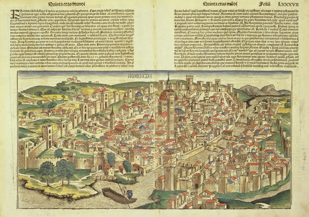 Pohled na opevněné město Florencie, z Norimberské kroniky od Hartmanna Schedela (1440-1514) 1493 od German School