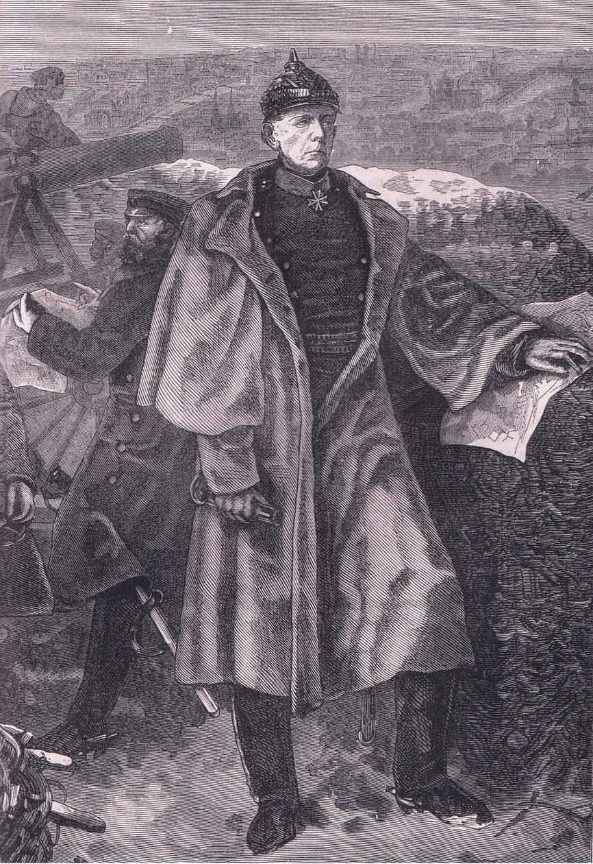 Von Moltke před Paříží, Cassells Historie války mezi Francií a Německem vydaná Cassell and Company Limited, kolem roku 1890 (litho) od German School