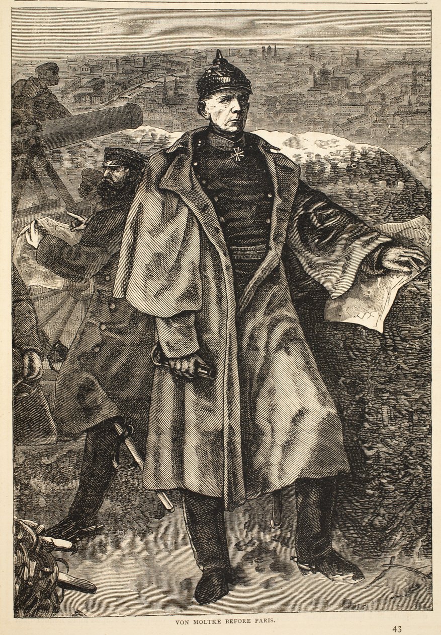 Von Moltke před Paříží, listopad 1870, ilustrace z Cassells Historie války mezi Francií a Německem, 1870-1871 od German School