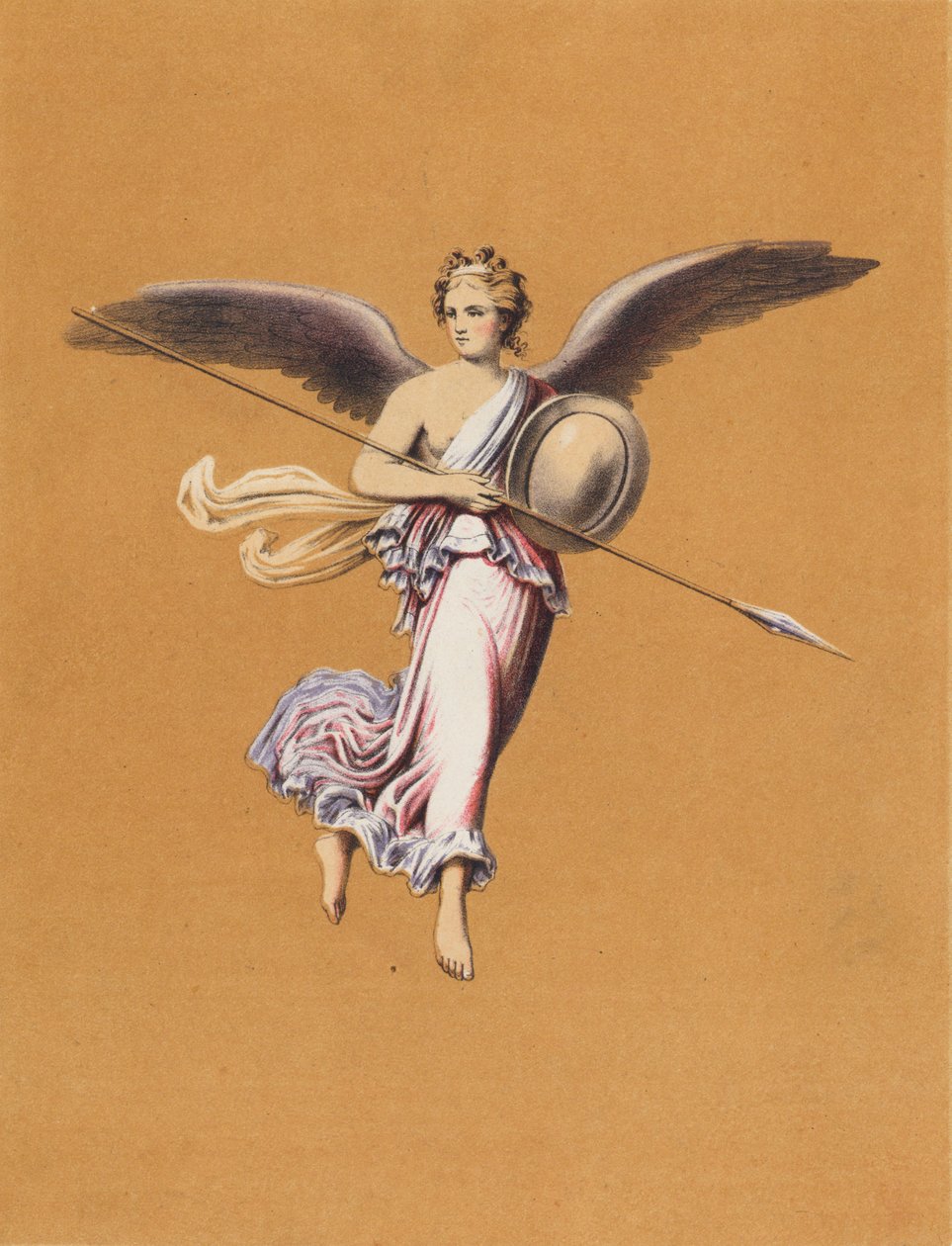 Nástěnná malba z Pompejí, Itálie (barevná litografie) od German School