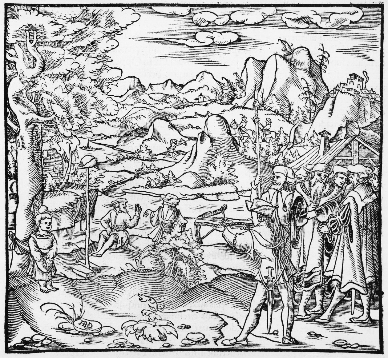 William Tell, ilustrace z Cosmographie Universelle od Sebastiena Munstera (1488-1552) Basilej, vydáno 1559 od German School