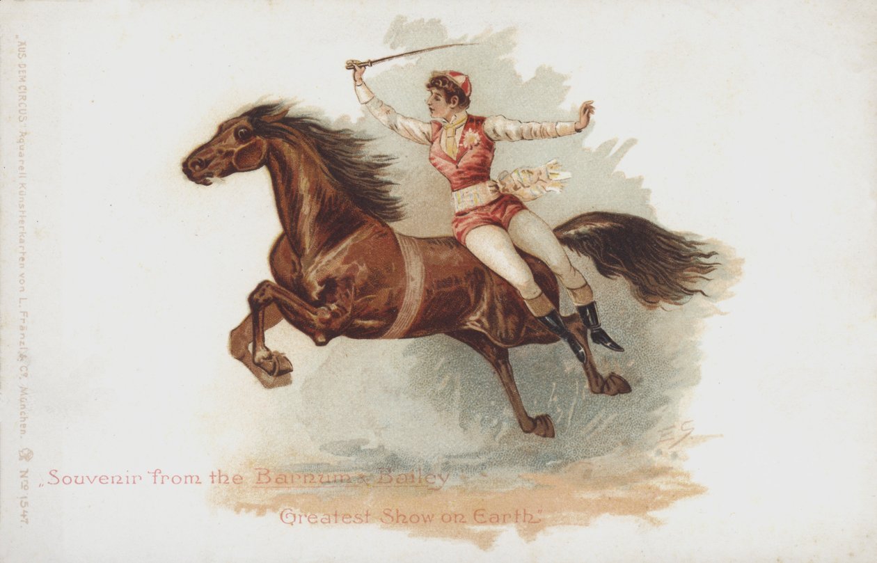 Jezdkyně v cirkuse Barnum a Bailey (chromolitografie) od German School