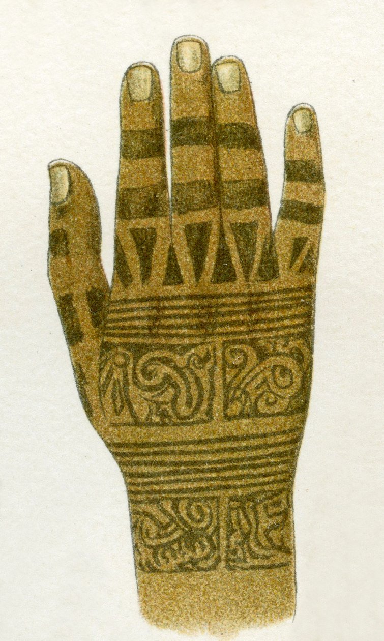 příklad vzorů ručního tetování Dayak, Borneo, 1894 od German School