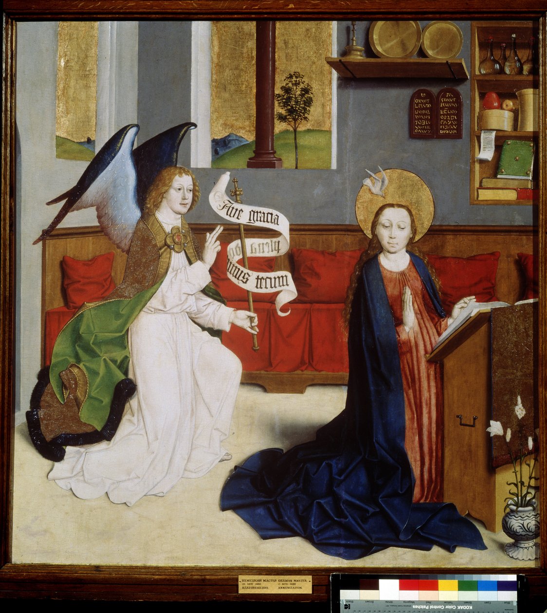 ""The Annunciation"" (The Annunciation) Distemper německé školy. 1470-1480 Puškinovo muzeum, Moskva od German School