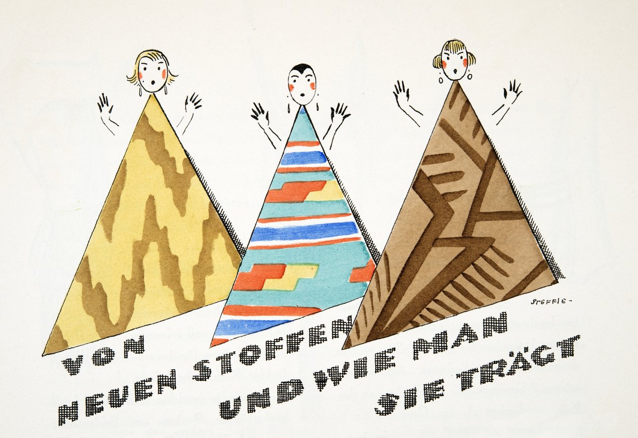 "von neuen stoffen und wie man sie trägt" z knihy Styl, pub.1922 (pochoárový tisk) od German School