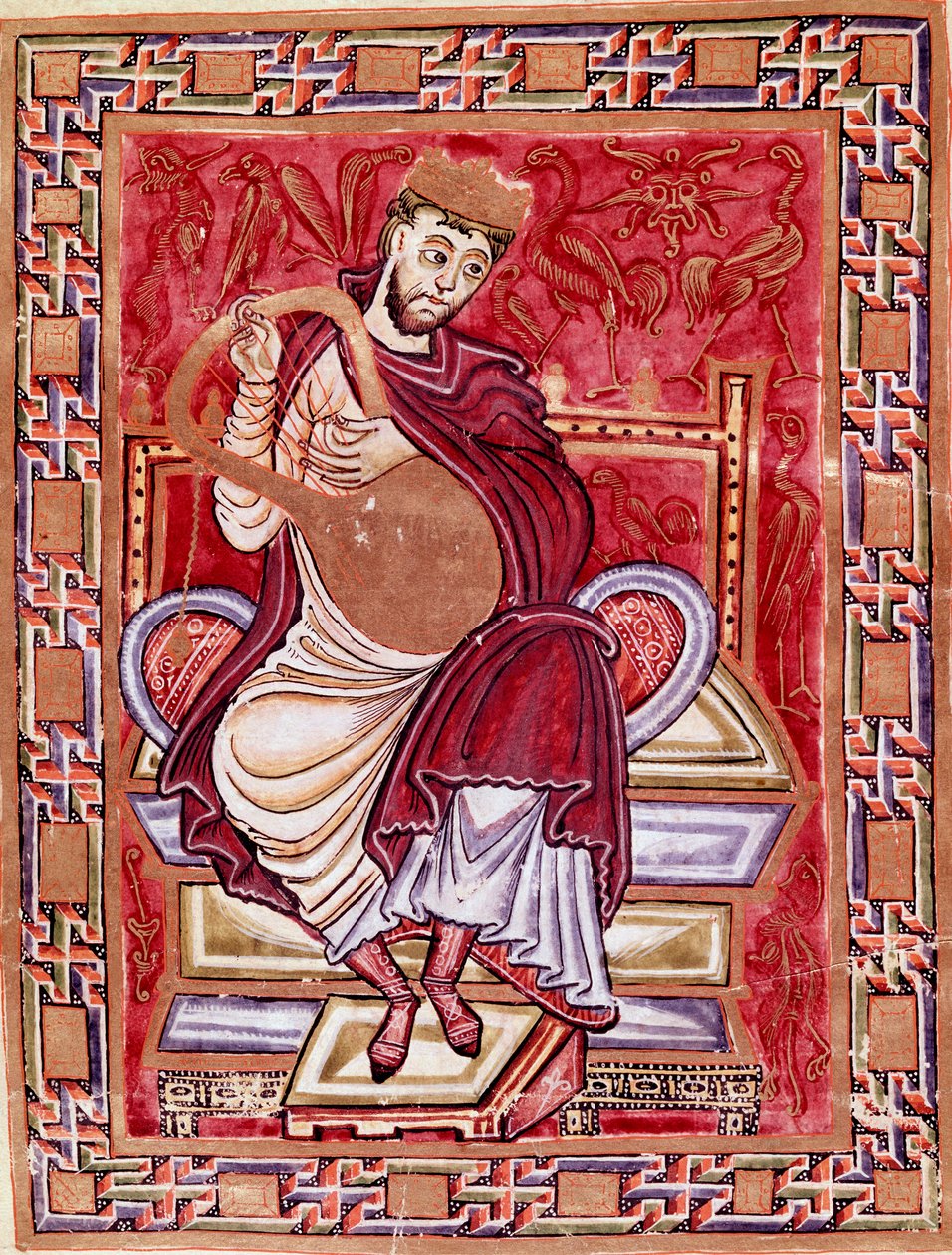 Znázornění krále Davida hrajícího na lyru Miniature du codex d