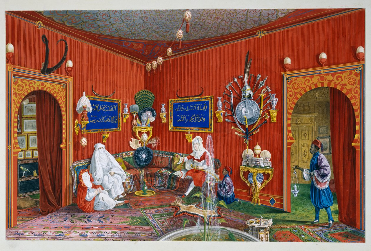 Orientální pokoj ve vile Lazarovich, rezidence Maxmiliána Habsburského v Terstu (1832-1867), tempera od Germana Prosdocimiho od Germano Prosdocimi