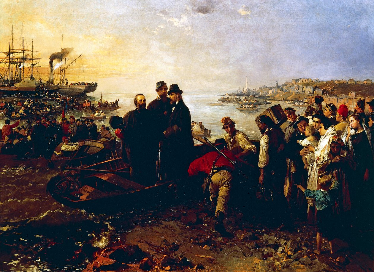 Boarding of the Thousand at Quarto, circa 1860, Gerolamo Induno (1825-1890), olej na plátně od Gerolamo Induno