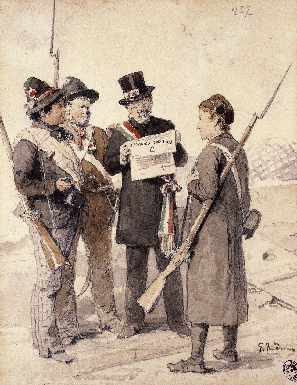 Pět dní v Miláně, Gerolamo Induno (1827-1890), akvarel od Gerolamo Induno