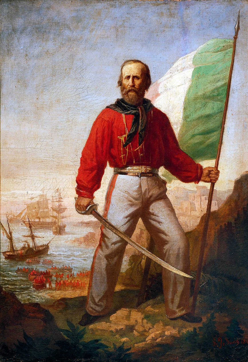 Giuseppe Garibaldi během přistání Tisíce v Marsale od Gerolamo Induno