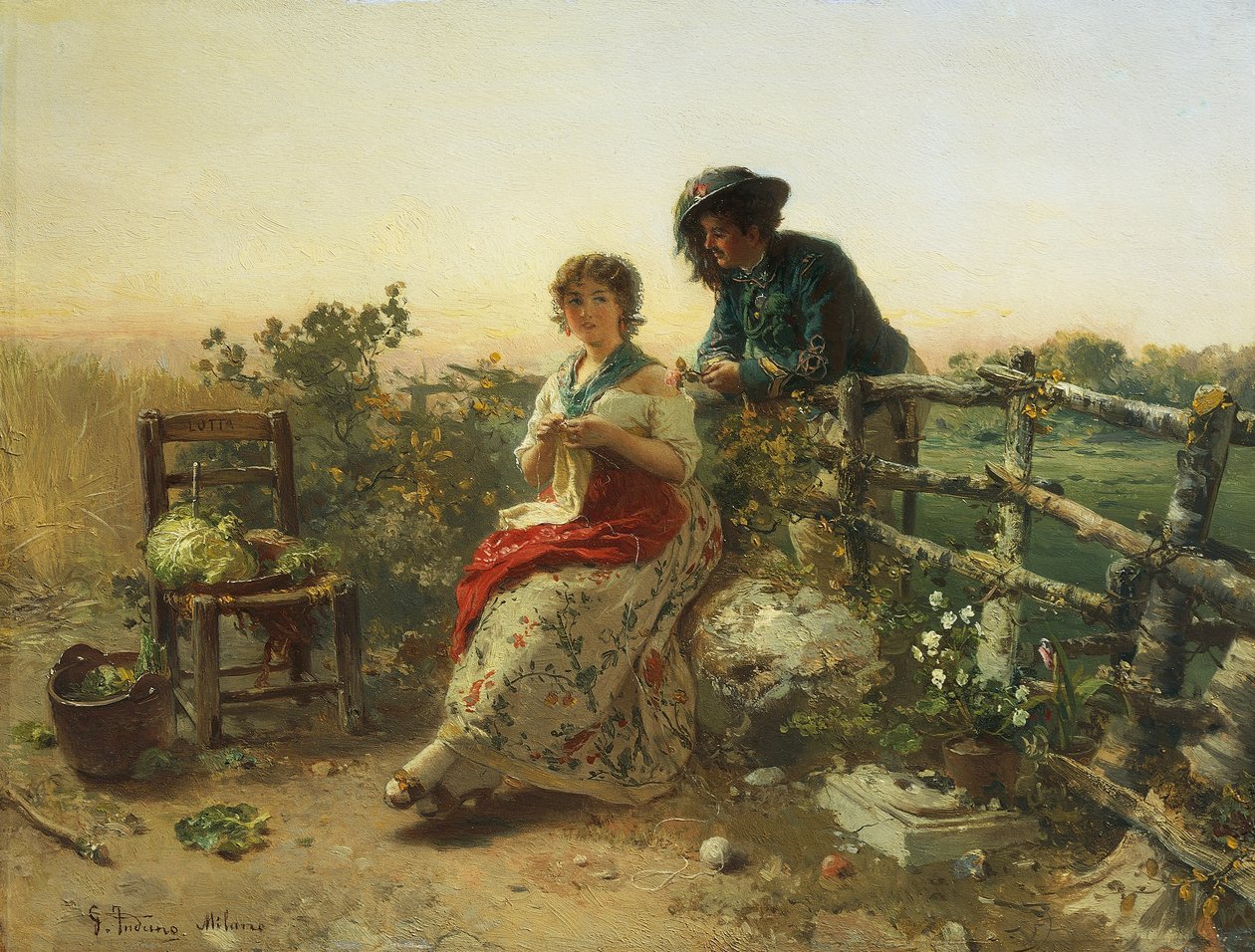 V době míru, Gerolamo Induno, cca 1880, olej na dřevě od Gerolamo Induno